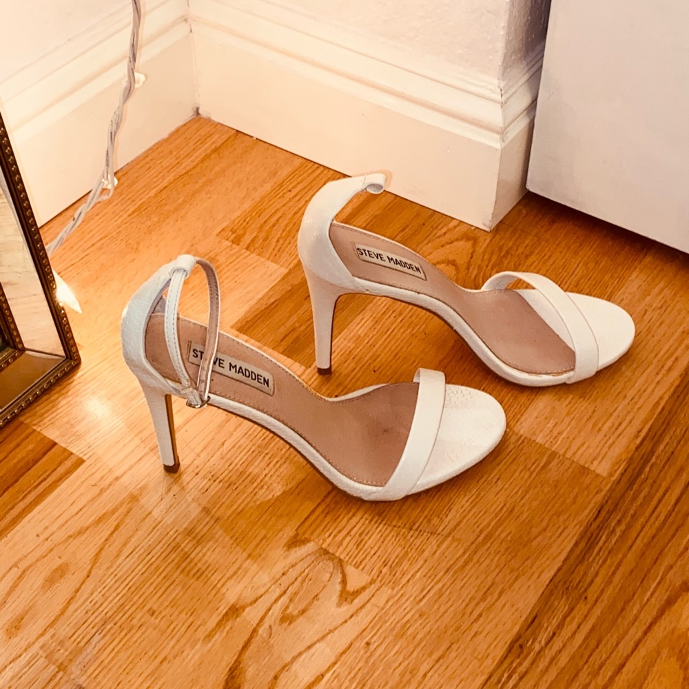 Steve Madden White Strappy Heels